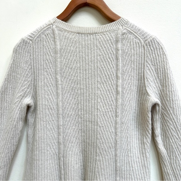 Ann Taylor Ribbed Wool Peplum Sweater Bell Sleeves Winter White, Size XS - Picture 6 of 10